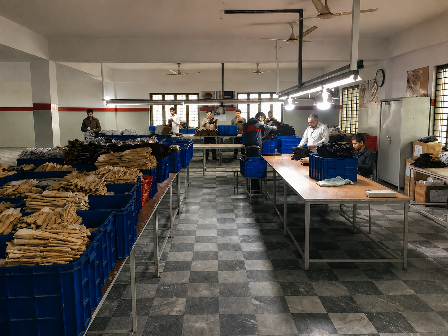 Expert glove smith constructing a premium Guard Gloves full-grain leather work glove utilizing high tensile double-stitching techniques