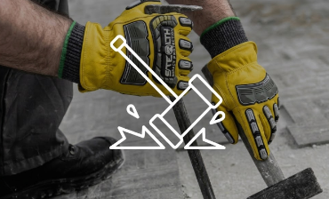Impact Resistant Shock Absorbing TPR Padding on Heavy Duty Work Gloves